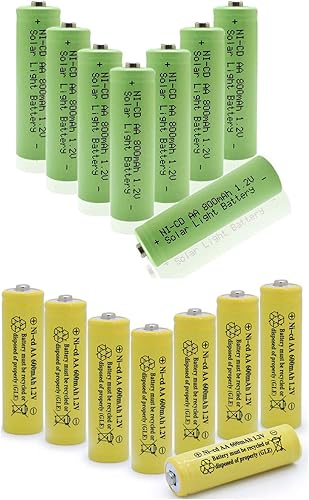 XUNTU Ni-CD AA 1.2V 800mAh batería recargable Combo con AA Ni-CD 1.2V 600mAh baterías para luces solares