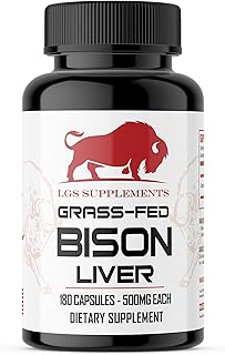 Grass Fed Bison Liver Capsules Supports Energy Production, Detoxification, Digestion, Immunity, Natural Iron Non-GMO, Freeze Dried Liver Health Supplement, 3000mg