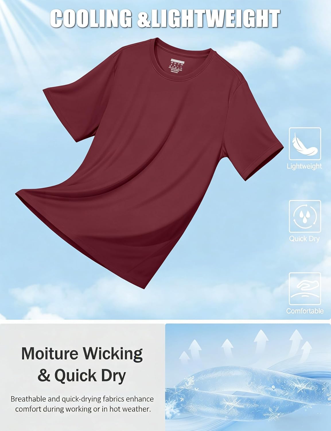 TACVASEN Mens Athletic Short Sleeve T-shirts Quick Dry Fit Workout Sun Protection Swim Shirts Running Rash Guard UPF50+ - Image 4