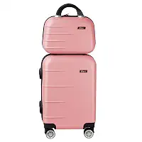 Kit Mala de Bordo Silent Ipanema + Frasqueira - Padrão ANAC | Rígida em ABS | 4 Rodas Duplas 360° | Cadeado Numérico Integrado | Leve e Resistente (Rosa Candy)