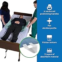 Vista 4 de Patient Aid Almohadilla de cama de 34 x 52 pulgadas con asas (paquete de 3) Protector de cama para colchón de incontinencia Correas para fácil