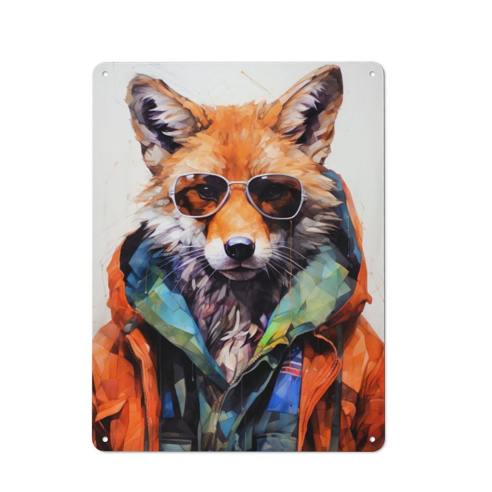 Junmoney Animal Fox Metal Wall Sign 40X30cm Featuring For Garage Wall, A Housewarming Gift For People Furnishing A Garage