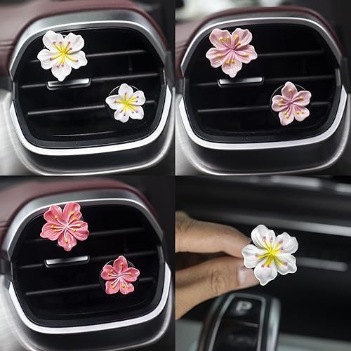 Vista 7 de Cute Car Air Fresheners Vent Clips 6 PCS, Flower Air Vent Clips Pink Car Accessories Interior Aesthetic Women Automobile Air Conditioning Vents