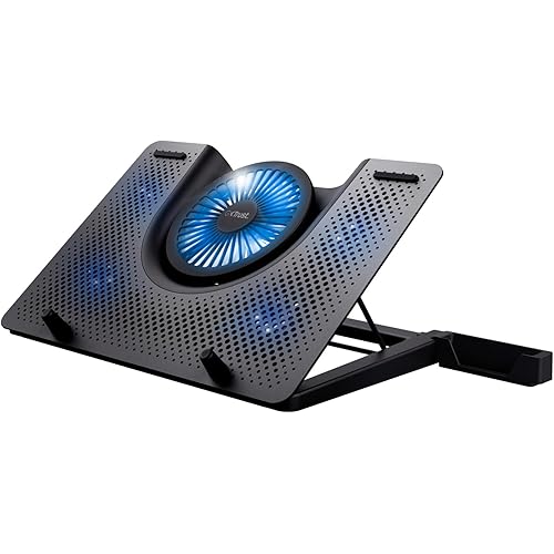 Trust Gaming GXT 1125 Quno Laptop Cooling Stand - Laptops up to 17.3 inch, 5 Blue Illuminated Fans, Adjustable Angle, Computer Cooler - Black