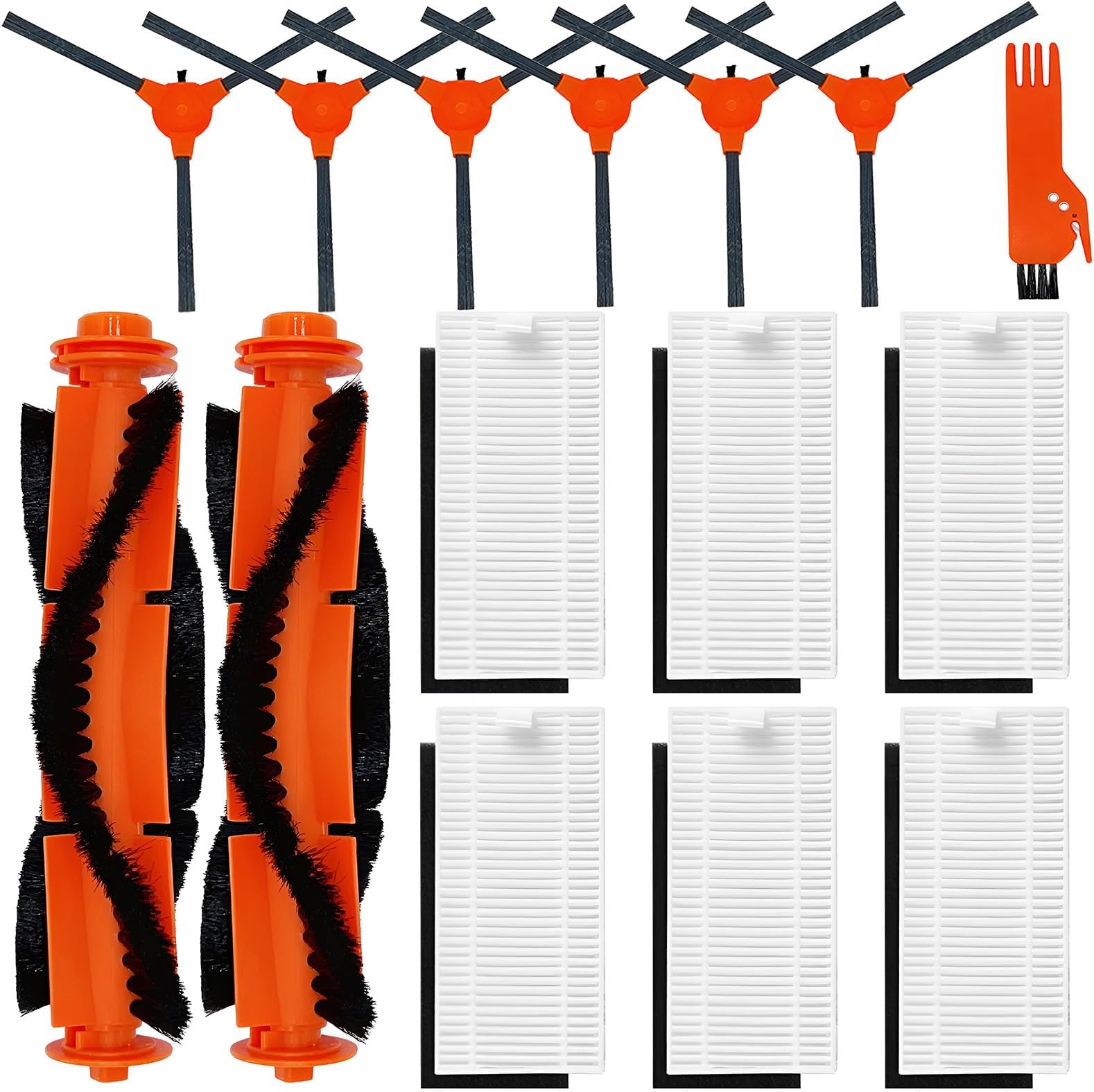 HUIZHEN Accessories Kit Compatible for Kyvol Cybovac E20 E30 E31 Robot Vacuum Cleaner Replacement Parts, 2 Main Roller Brush, 6 Side Brush, 6 Hepa Filter, 1 Cleaning Tools