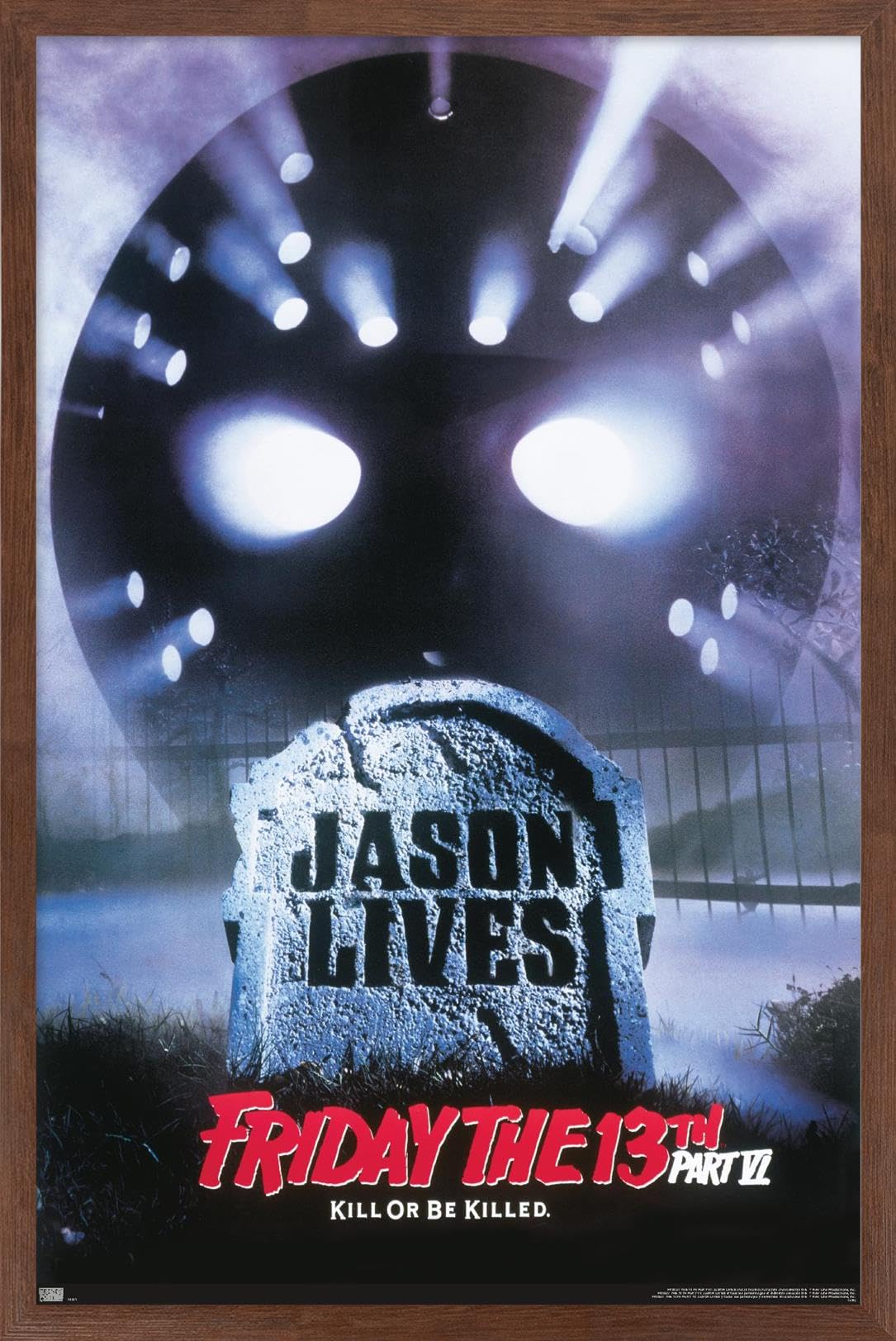 Poster Friday The 13th Part VI Grand Format Cadre Bois Acajou 56x86