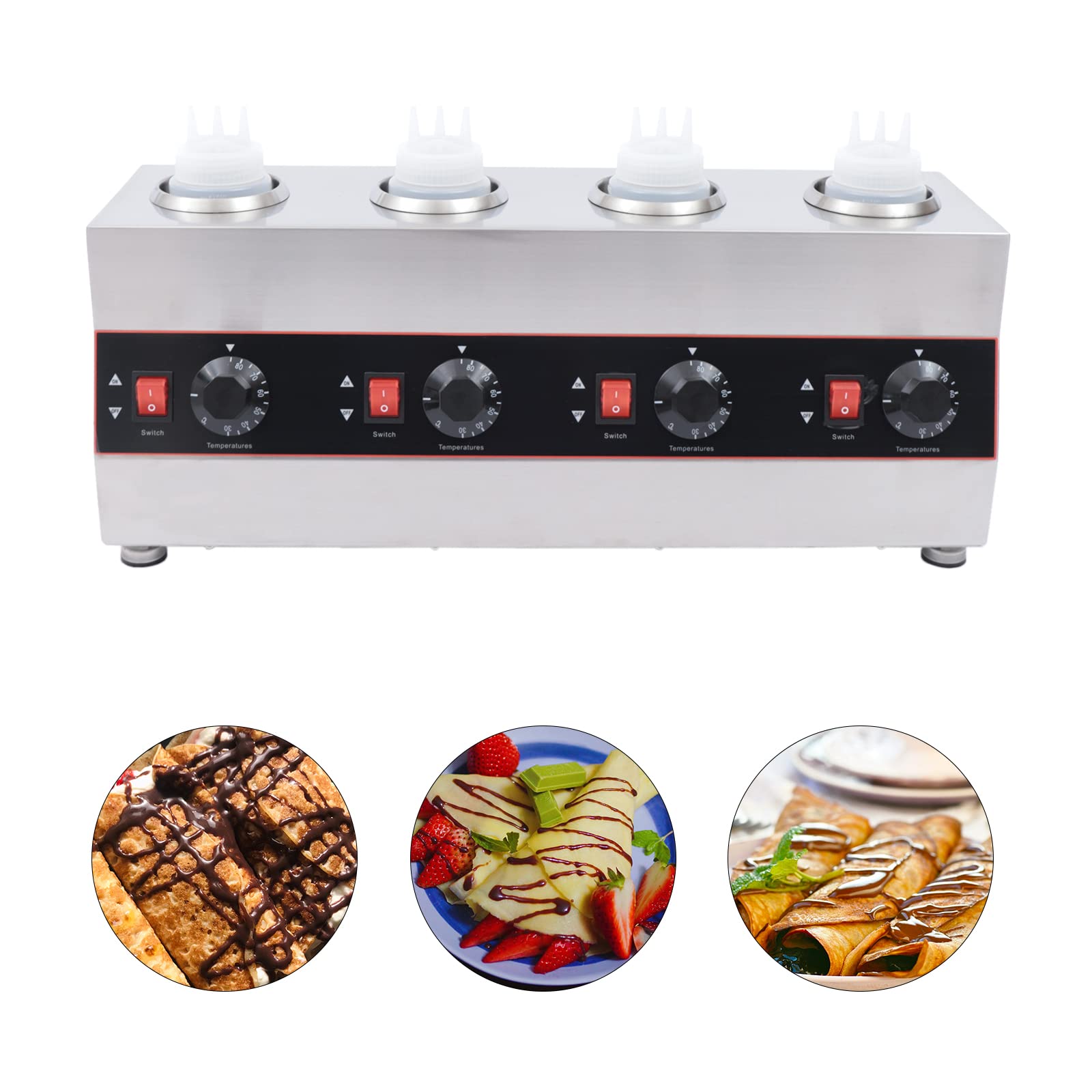 Dispensador de salsas, bomba dosificadora, dispensador de salsas, bomba de salsa comercial, de acero inoxidable, calentador eléctrico de salsa, 640 W, 30-85 °C, para botellas de salsa de