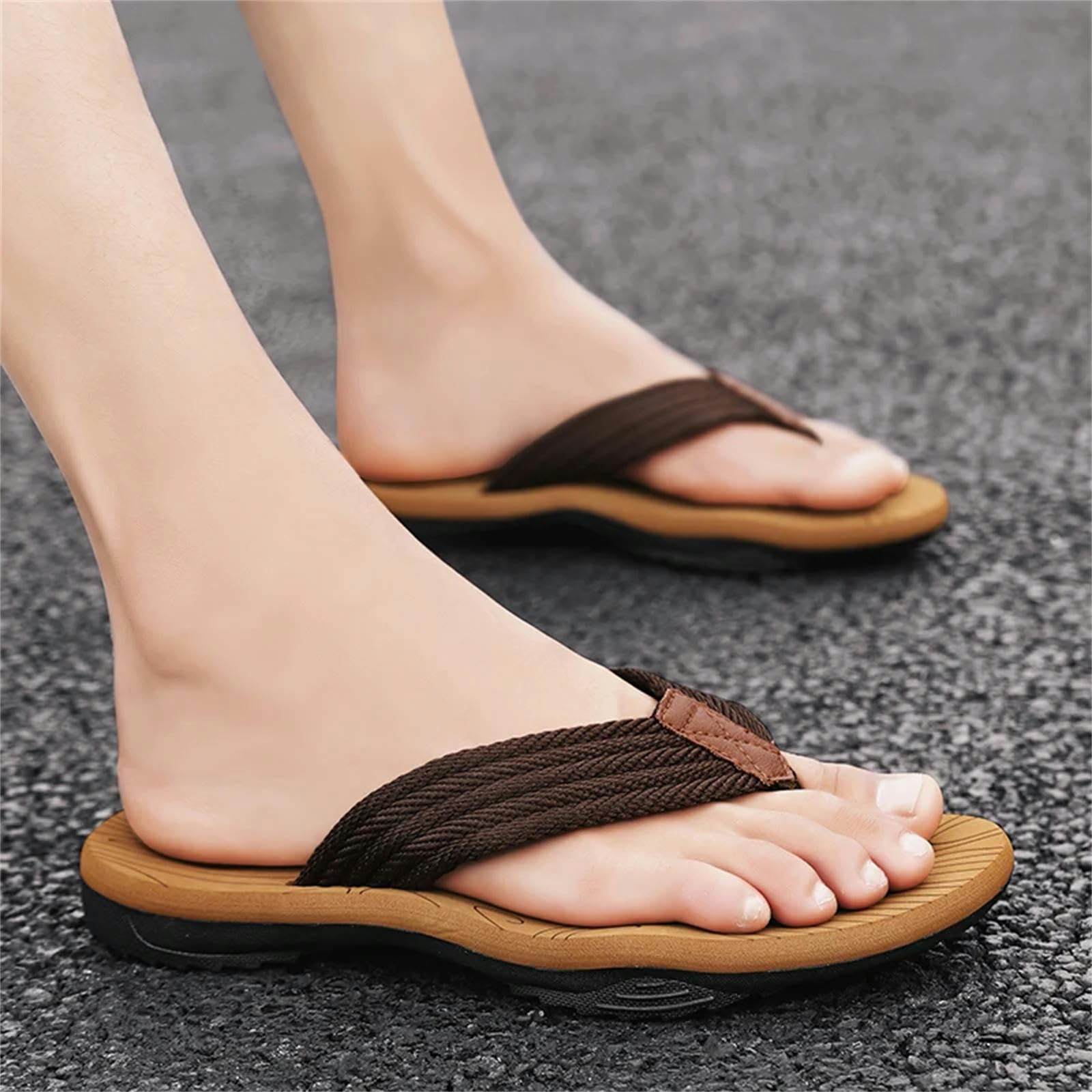 Ciabatte Estive Uomini Slifori Flip Estivi Flops Outdoor Comodi Vetrini Casual Scarpe Sandali da Spiaggia-Nero Rosso-39 (24,5 Cm)