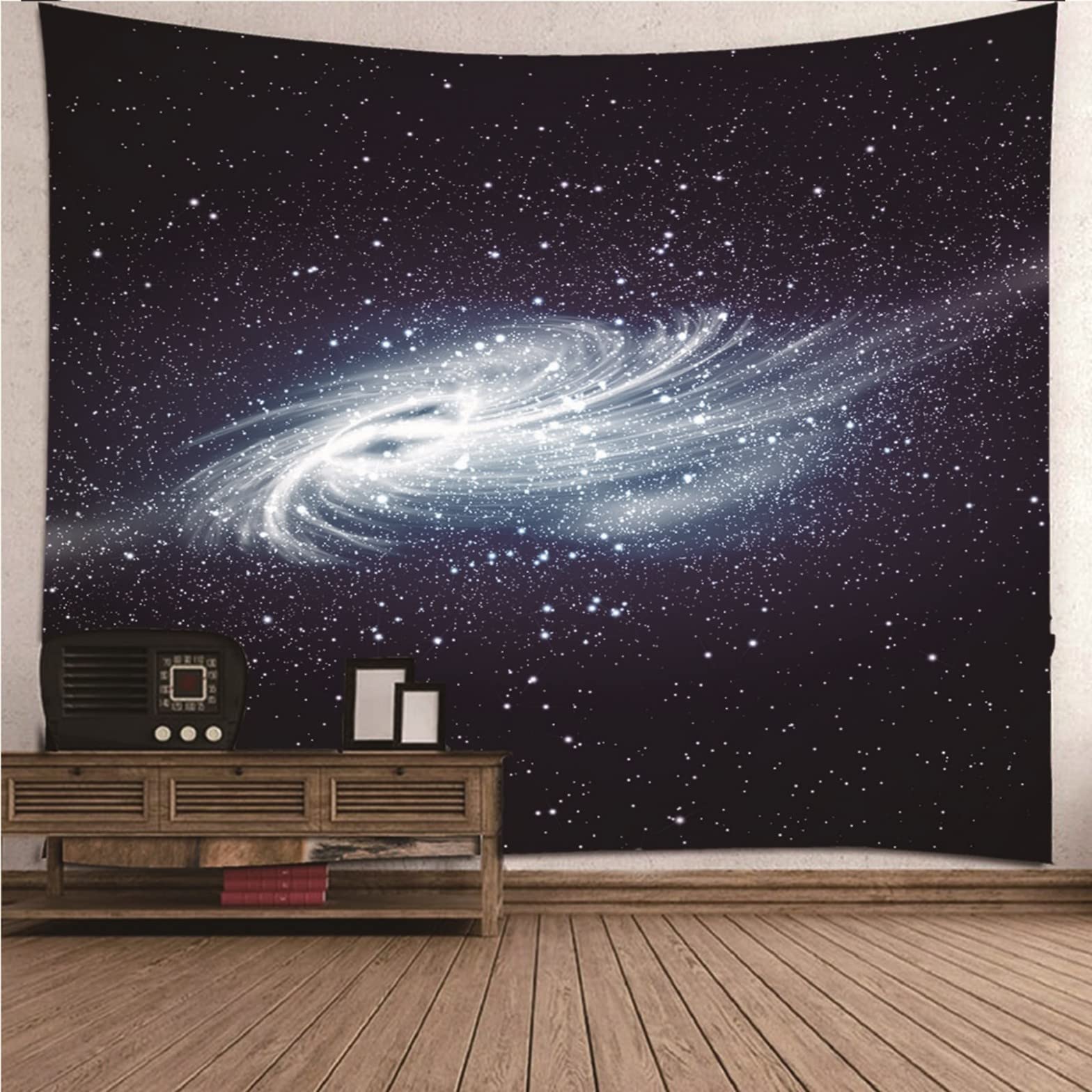 Ethereval Tapestry Trippy Werd King Size Nature Starry Sky Swirl Wall Covering Decor Cool For Men Black White Wall Hangings Fabric Decorations 260x240cm