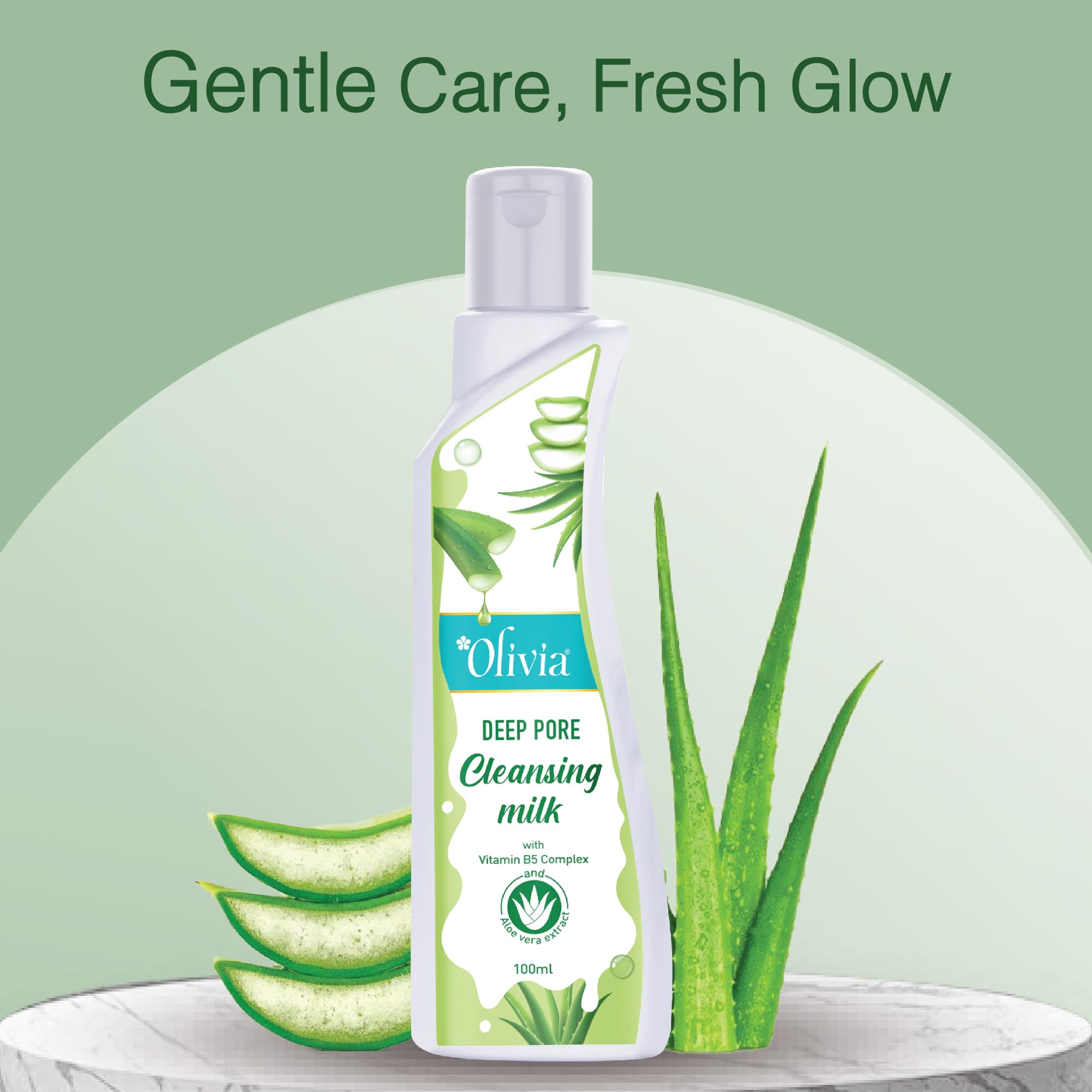 Olivia Aloe Vera Cleansing Milk with Marula Oil (100ml) | Deep Cleanser & Makeup Remover | Anti-Aging Skincare | Nourishes, Hydrates & Revitalizes Skin for Radiant Glow | Paraben-Free 1