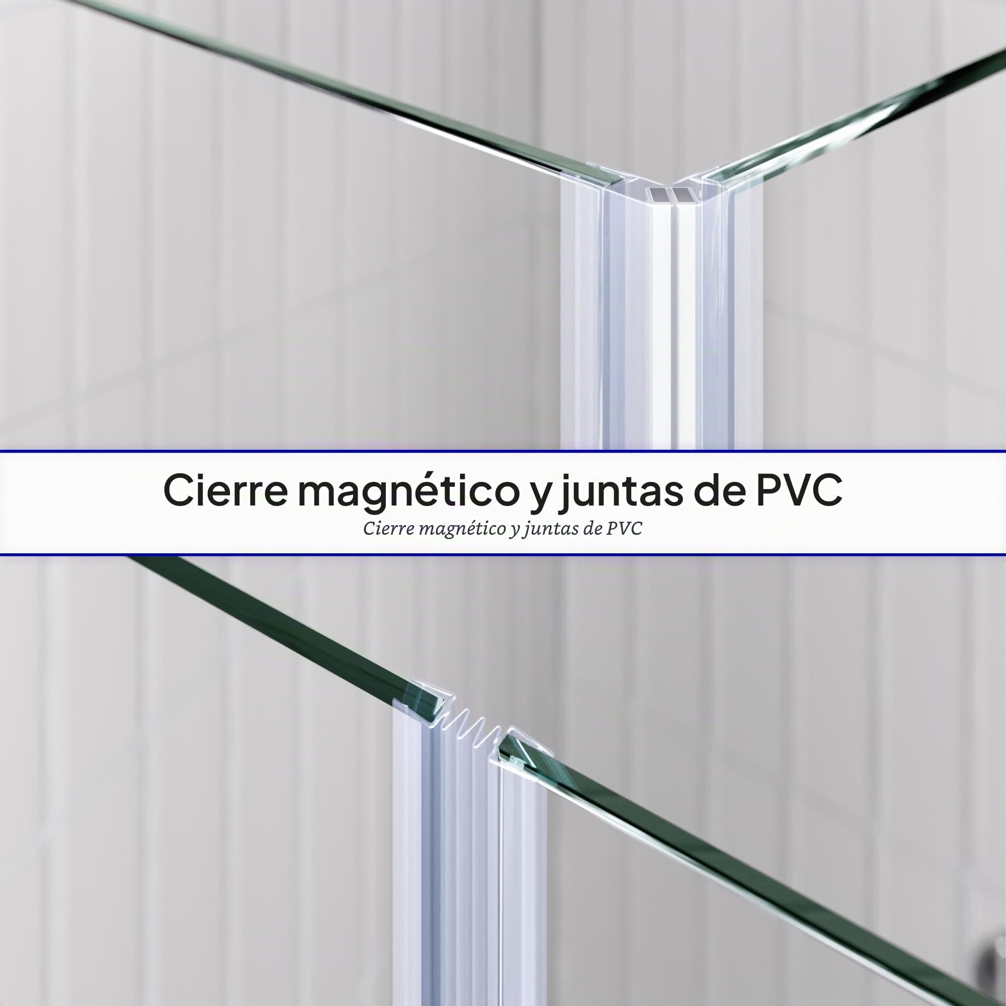Mampara de Ducha Emma-75x75x180cm|REVERSIBLE|Puertas Plegables, Ajuste 73,5-75,5x73,5-75,5cm|Perfiles Cromo, Cristal Templado Transparente 6mm