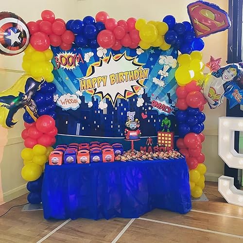Miniatura 4 de Felice Arts Kit de guirnalda de globos temáticos de superhéroe con globos rojos, amarillos, azules, verdes, negros, para vengador, hierro, espide,