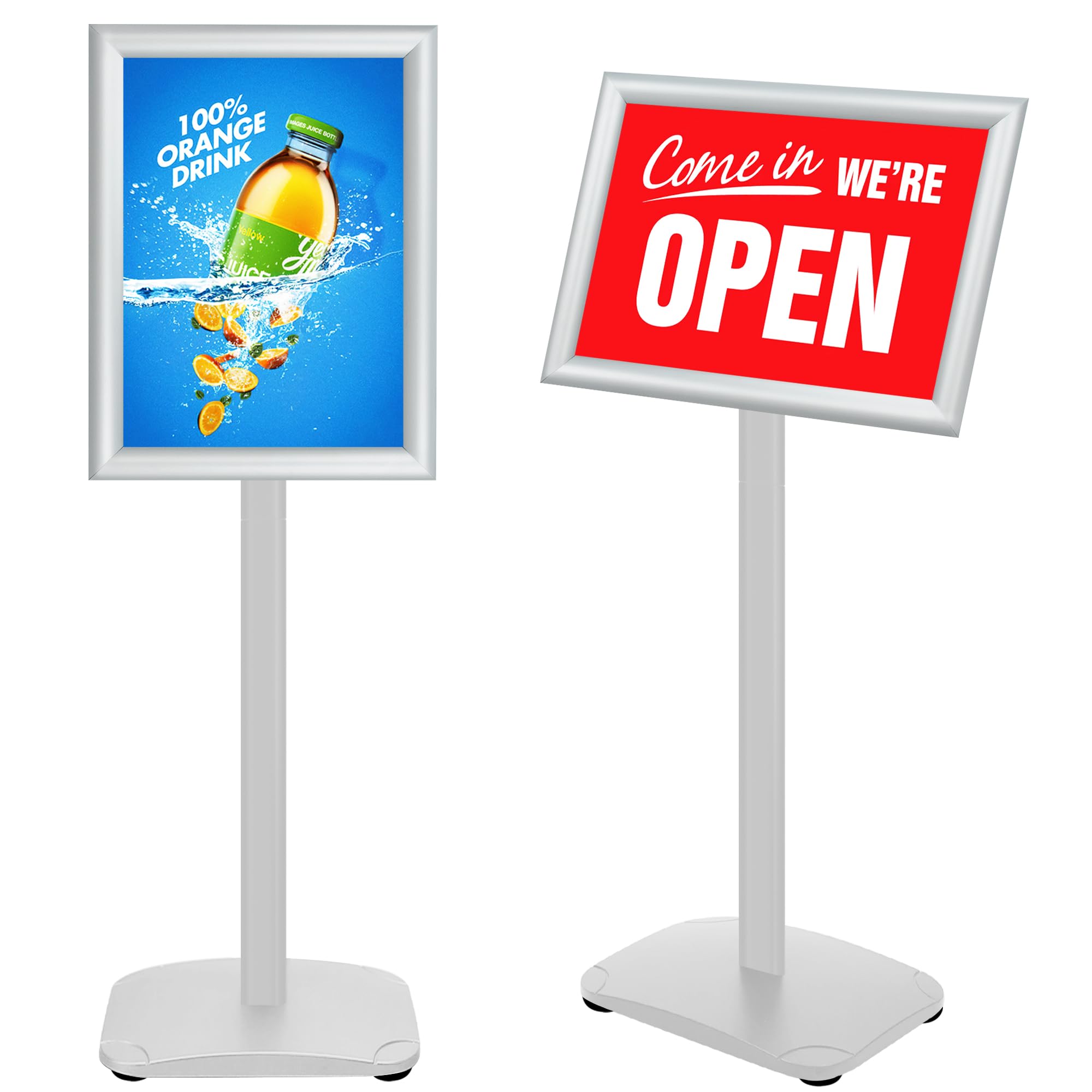 VAIIGO A4 Floor Standing Sign Stand with Heavy Duty Base, Display Poster Holder for Outdoor Signage - Menu Holder - Welcome Sign Display Stand, Silver