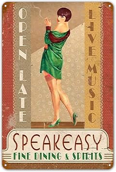 ZYPENG Speakeasy Vintage Tin Metal Sign Pin-Up Girl Retro Wall Decor Plaque Poster Home Club Bar Pub Coffee Garage Shop 8 x 12 inches