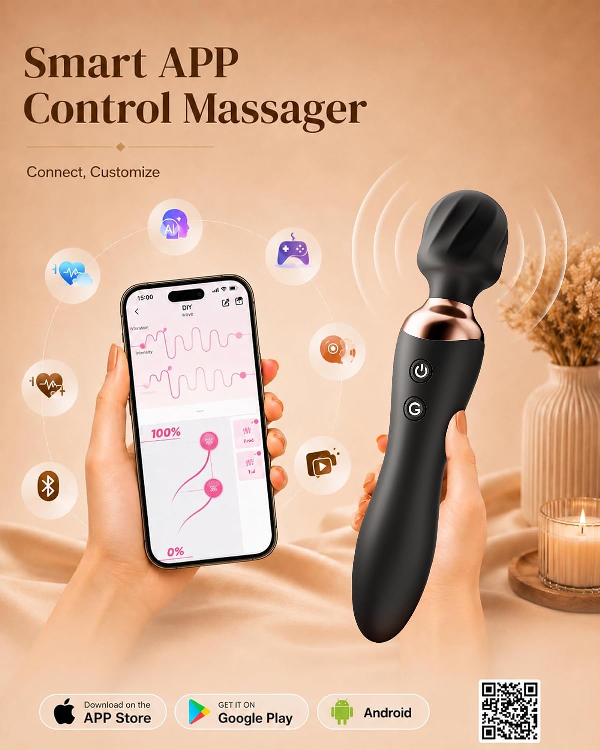 MOOLIGIRL Dual-Ended Vibrator Handheld Massager, Adult Tool for Women