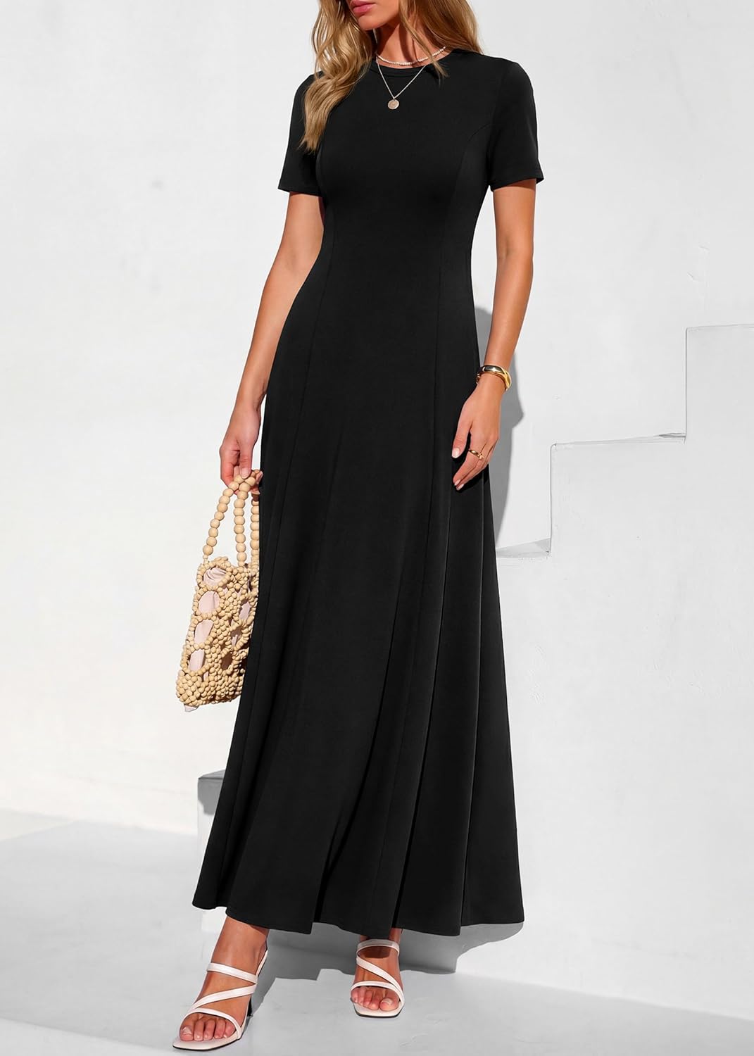 KIRUNDO Wedding Guest Dresses for Women 2026 Spring Summer Short Sleeve Pleated Long Flowy A Line Formal Maxi Dress Pockets - Image 3