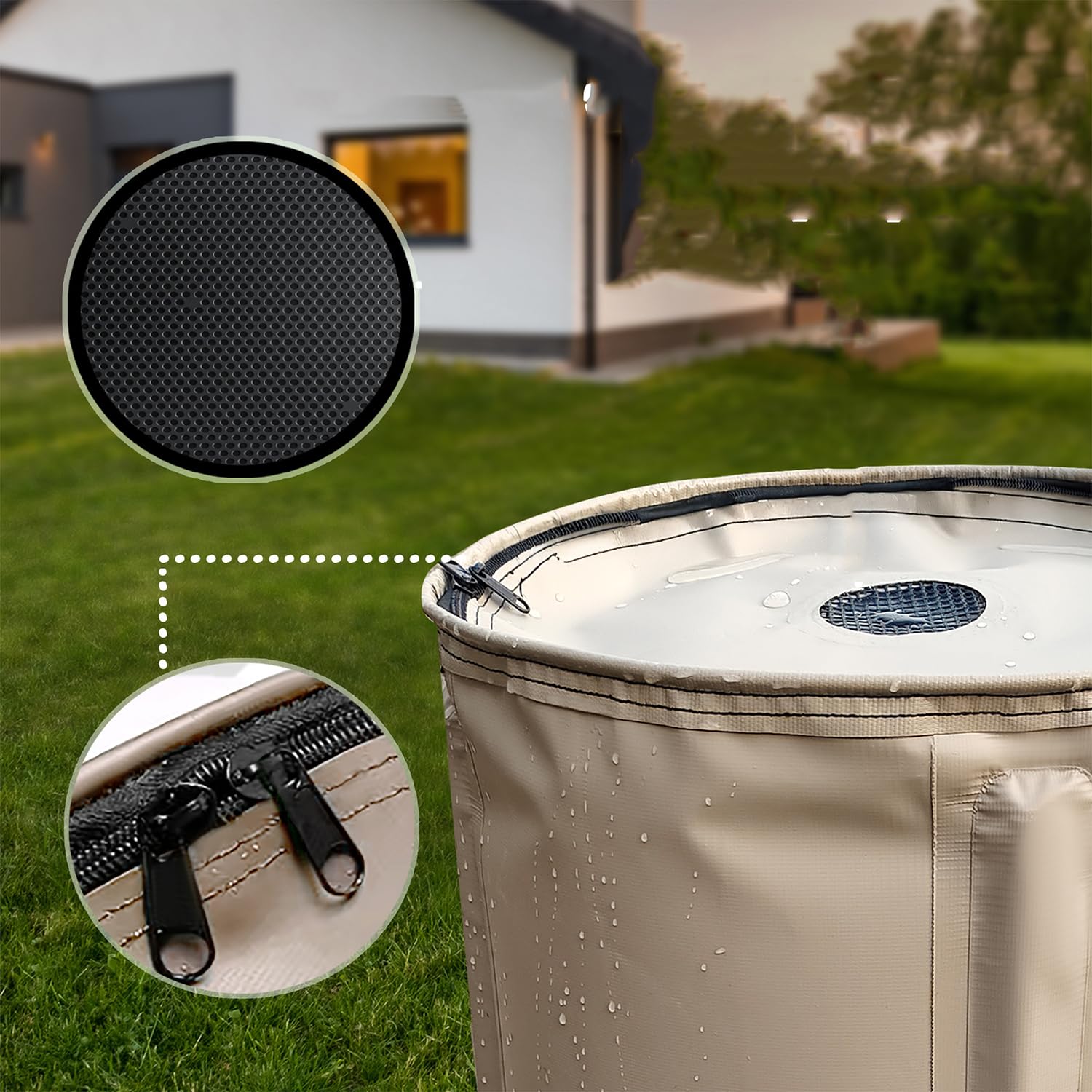 Depósito de recolección de agua de lluvia de 380 L con grifo de filtración resistente a los rayos UV, colector de agua de lluvia, sistema de reciclaje de agua ecológico para agua de lluvia natural Sto
