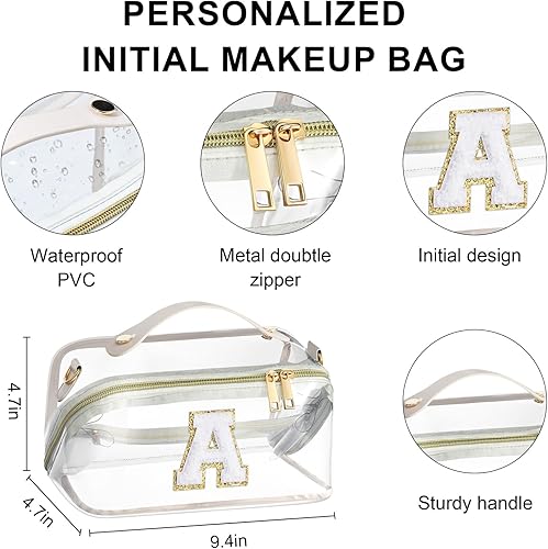 Miniatura 2 de YOOLIFE Monederos transparentes con monograma para mujeres, bolsa de maquillaje personalizada para el estadio, neceser de viaje para mujeres,