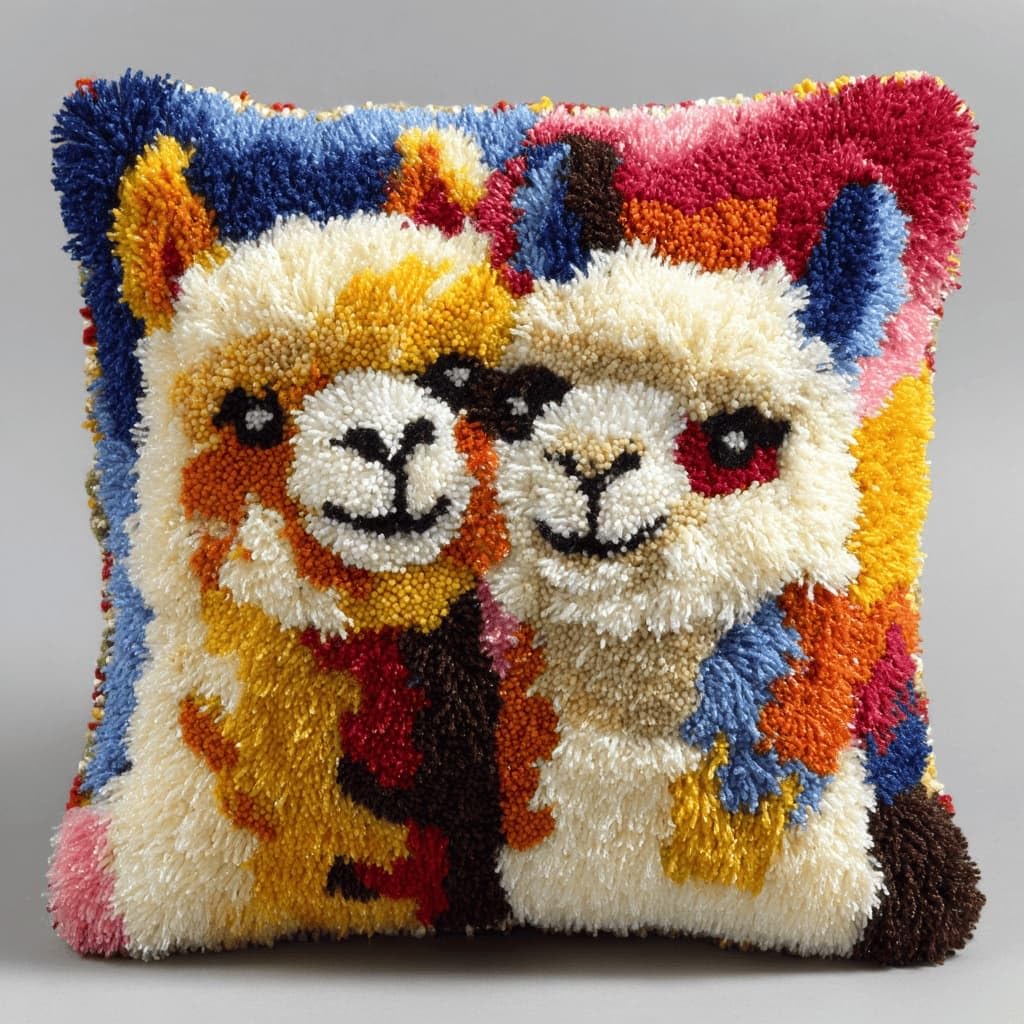 AxiangziK Latch Hook Pillow Kit for Adults,Alpaca 17X17In Latch Hook Kit for Pillow Cover with Instruction for Beginner Cross Stitch Sofa Cushion Cover with Crochet Yarn for Beginners and Home Decor