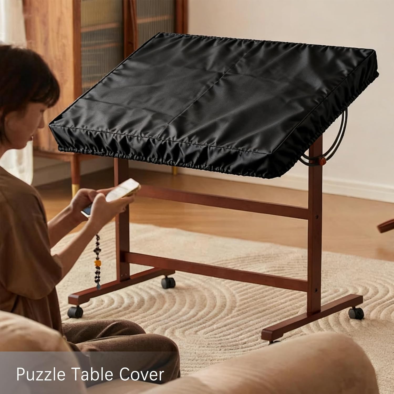 Puzzle Board Cover, Waterproof Puzzle Table Covers with Drawstring for Most 1500 Pieces Jigsaw Puzzle Tray (Medium)