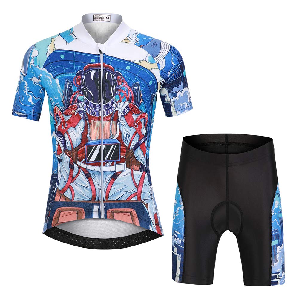 Maillot de cyclisme à manches courtes et short respirant Motif dessin animé pour vélo de montagne pour filles et garçons