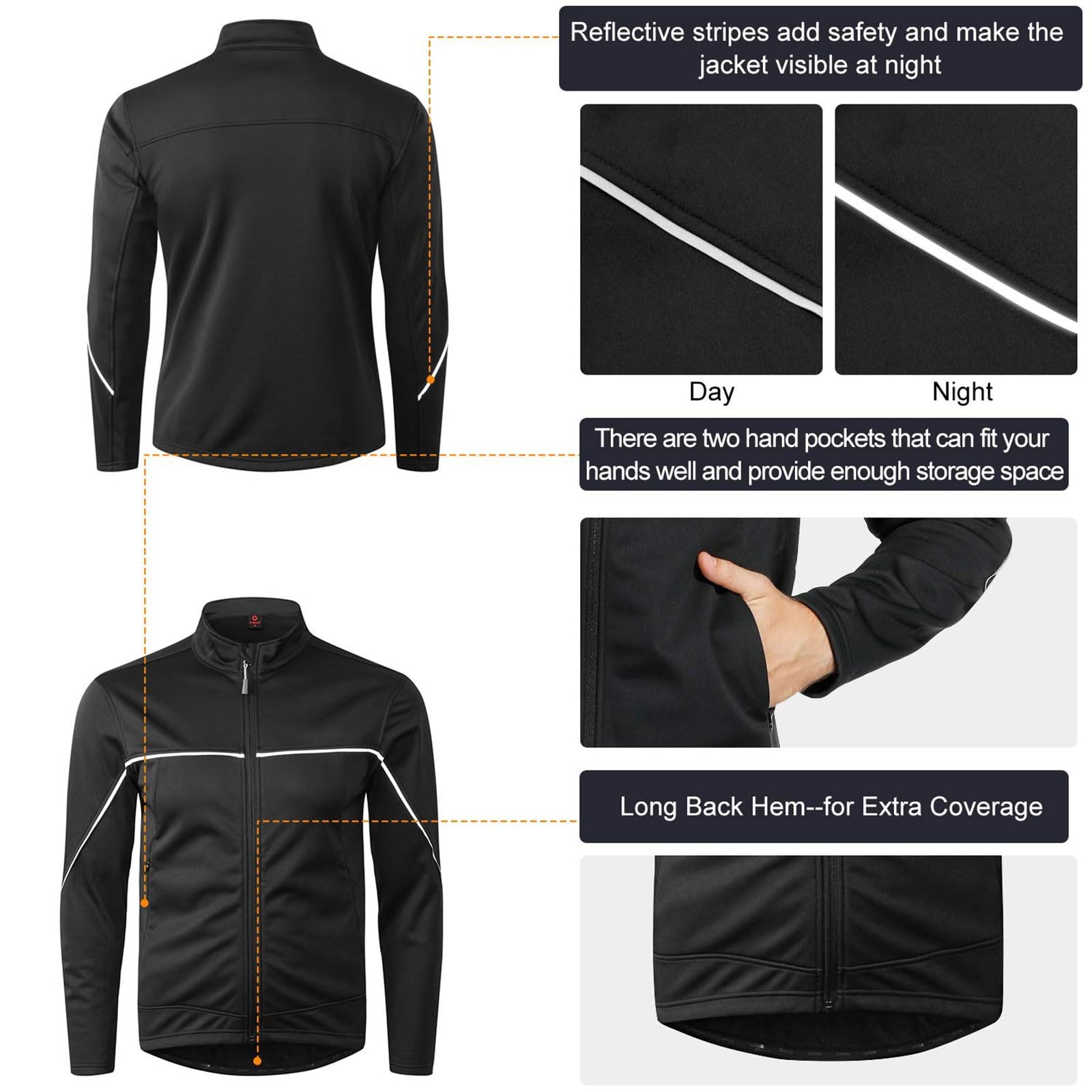 Chaqueta impermeable 2026 para hombre, resistente al viento, softshell, cálida, transpirable, reflectante, para ciclismo, correr, senderismo