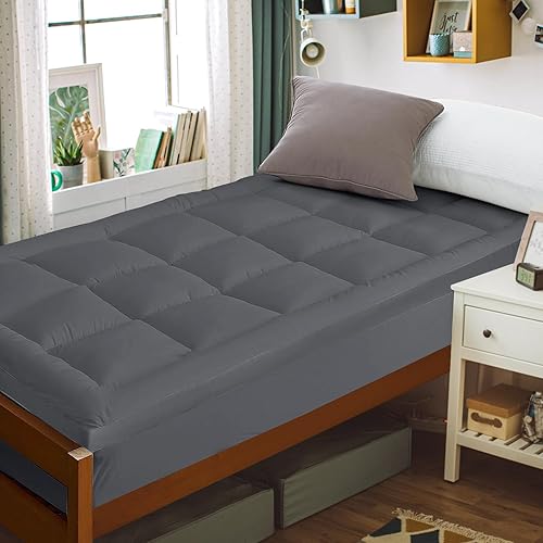 CYMULA - Cubrecolchón tamaño individual XL para dormitorio, suave para universidad, funda de colchón acolchada extra larga con bolsillo profundo que