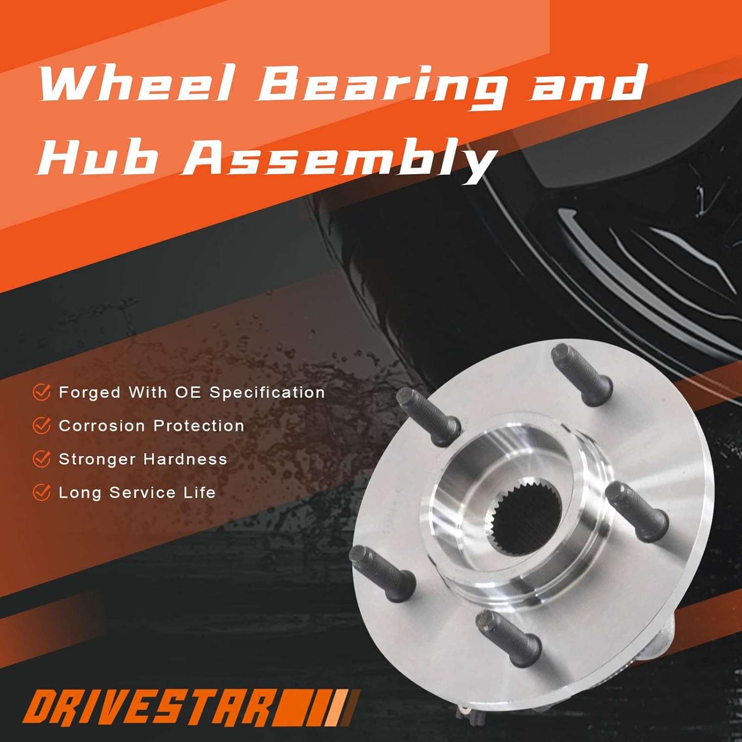 (Pair) DRIVESTAR 515004 4WD Front Wheel Hub & Bearing Assembly for Ford Expedition 4WD 1997-2000, 1998-2000 LINCOLN Navigator (4x4 w/ABS 5 Lugs)