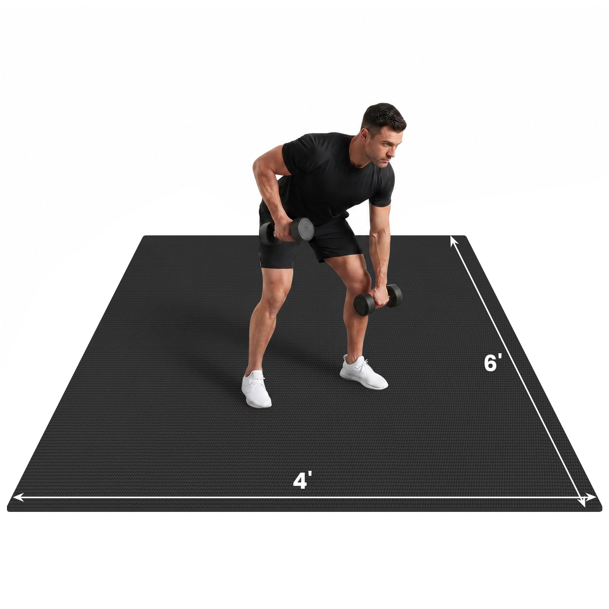 Large Exercise Mat, 7'x5'/6'x4'/8'x6'/10'x6', 8mm PVC Workout Mat