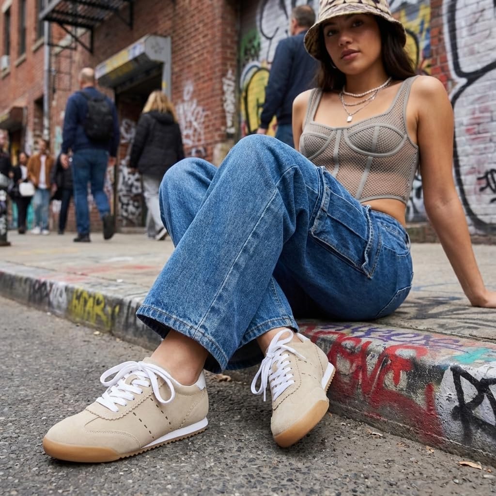 CUSHIONAIRE Topcat Genuine Leather Suede Sneakers for Women, Lightweight Everyday Casual Womens Shoes with Retro Style and Cushioned Comfort