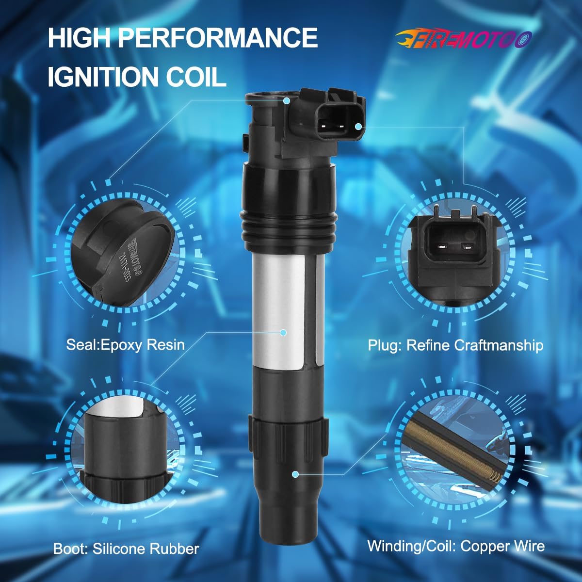 2 Pcs Ignition Coil Pack Compatible with Z650 ER650 ZR900 Z900 ZR1000 Z1000 ZR800 Z800 Versys KLE300 KLE650 KLZ1000 Ninja EX300 EX650 ABS ZX1000 Vulcan EN650 21171-0033 129700-5430