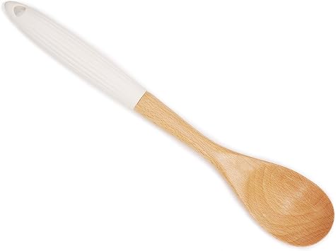 Clearance Kitchen Cooking Tools Beech Wood & Silicone Grip by CASASUNCO Blue/White Serving Spoon, Creamy White