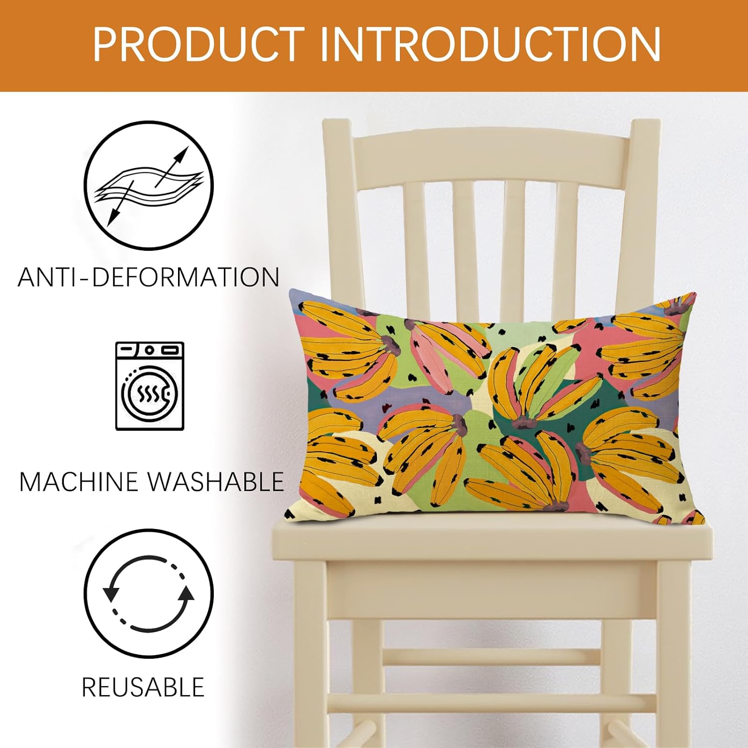 Tropical Banana Lumbar Decorative Throw Pillow Cover 12 x 20 image 2