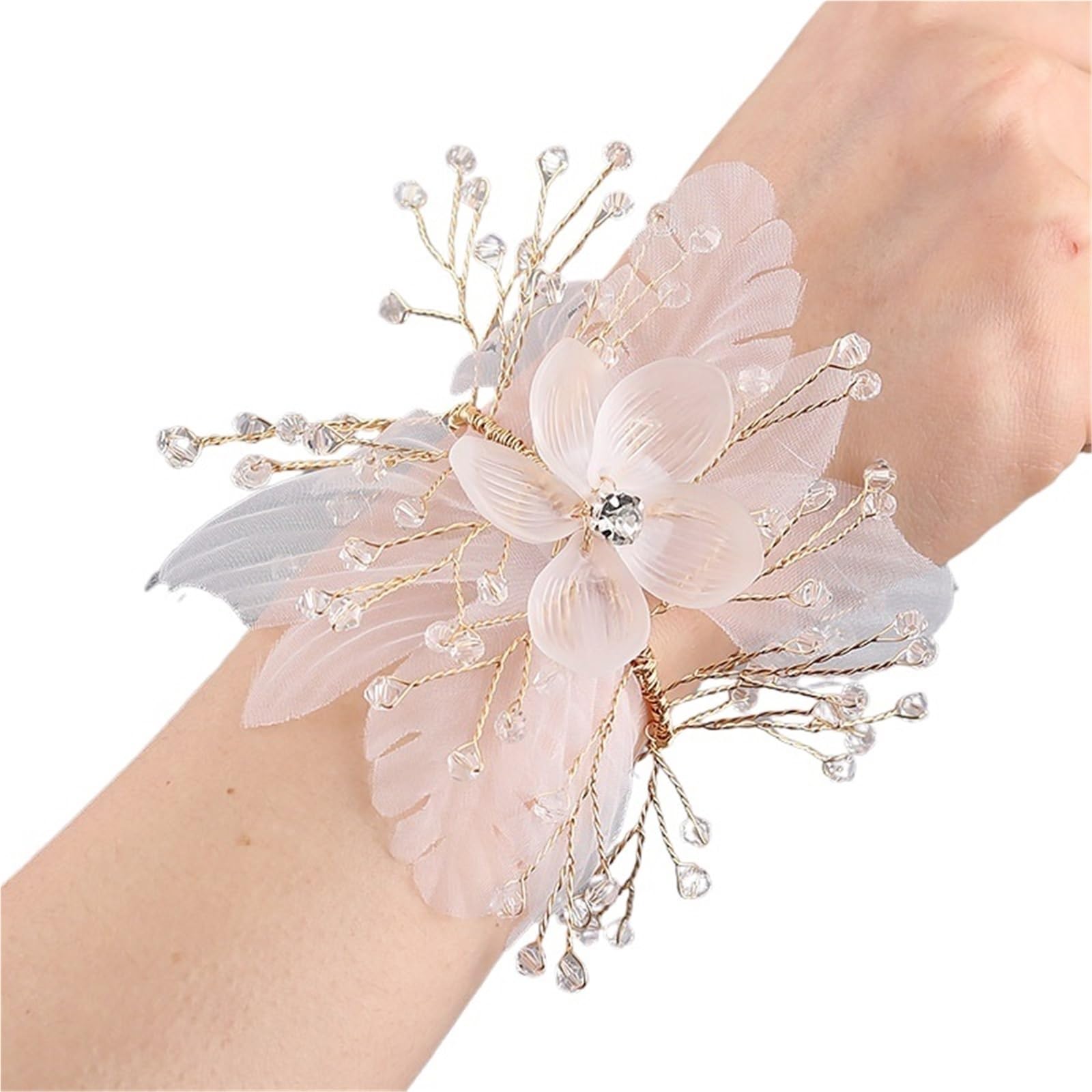 EEfpxwtz Prom corsage wrist flower， 4pcs Brid Wrist Flower Corsage Hand Wedding Brsmaid Sister Group Ribbon Accessories(A-Wrist flower)