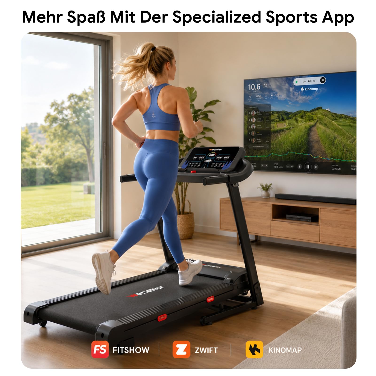 Laufband mit 15% automatischer Steigung für Zuhause klappbar Profi Walking Pad bis 160kg mit 3,0 PS Motor,14 km/h, LED-Display & App-Steuerung, Treadmills für Home Office