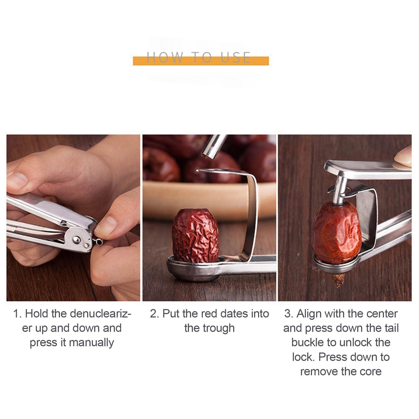 5 Stück Kirschentkerner Werkzeug | Olivenentkerner Werkzeug Kirschentkerner Entkerner Entkerner Kernentferner Edelstahl Konstruktion Platzsparend Lock Design