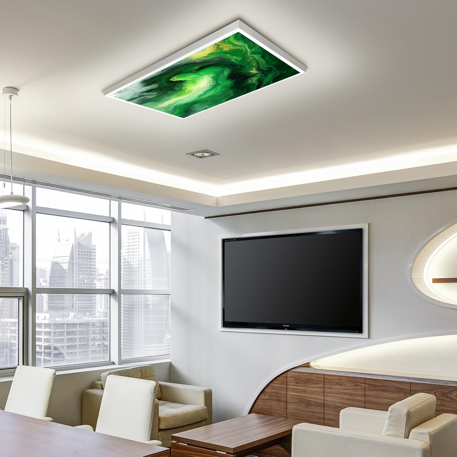 Green Marble Fluorescent Light Covers for Ceiling Lights Classroom Office Decorative Drop Ceiling Light Cover Filters Hospital Home Ceiling Decor 47.2'' x 23.6''