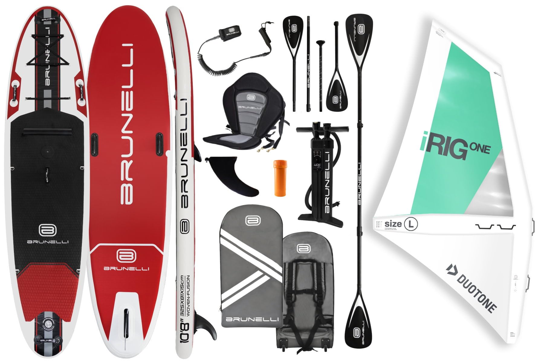 BRUNELLI 10.8 Windsurf Woven Double Layer iSUP Board aufblasbar Stand Up Paddle iRIG L Surf Segel Set White