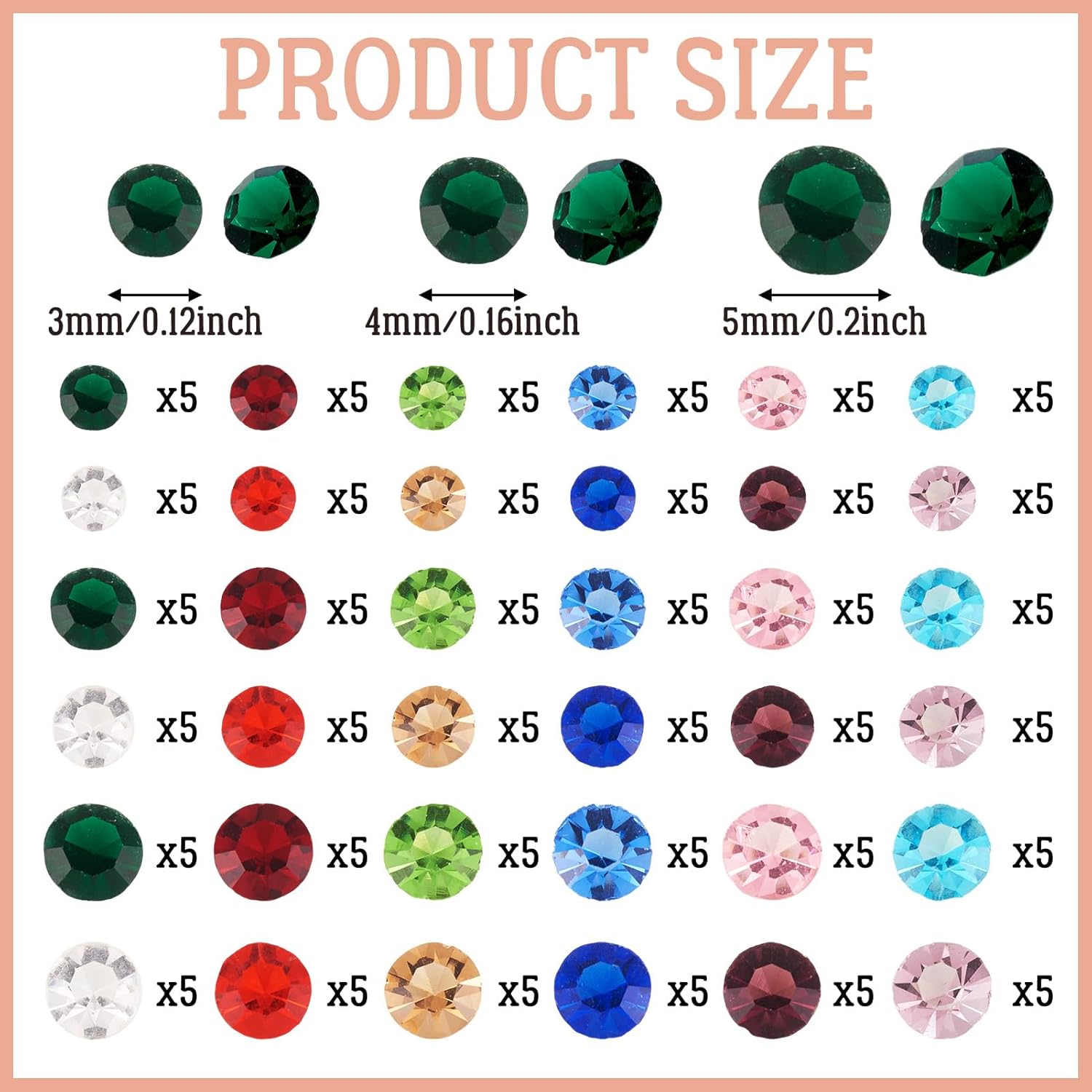 Fashewelry 180pcs 3mm/4mm/5mm Crystal Glass Birth Stone Cabochons 12 Colors Mini Pointed Back Faceted Diamante Rhinestone Gems for Floating Living Memory Charm Bracelet Necklace Nail Art Craft - Image 3