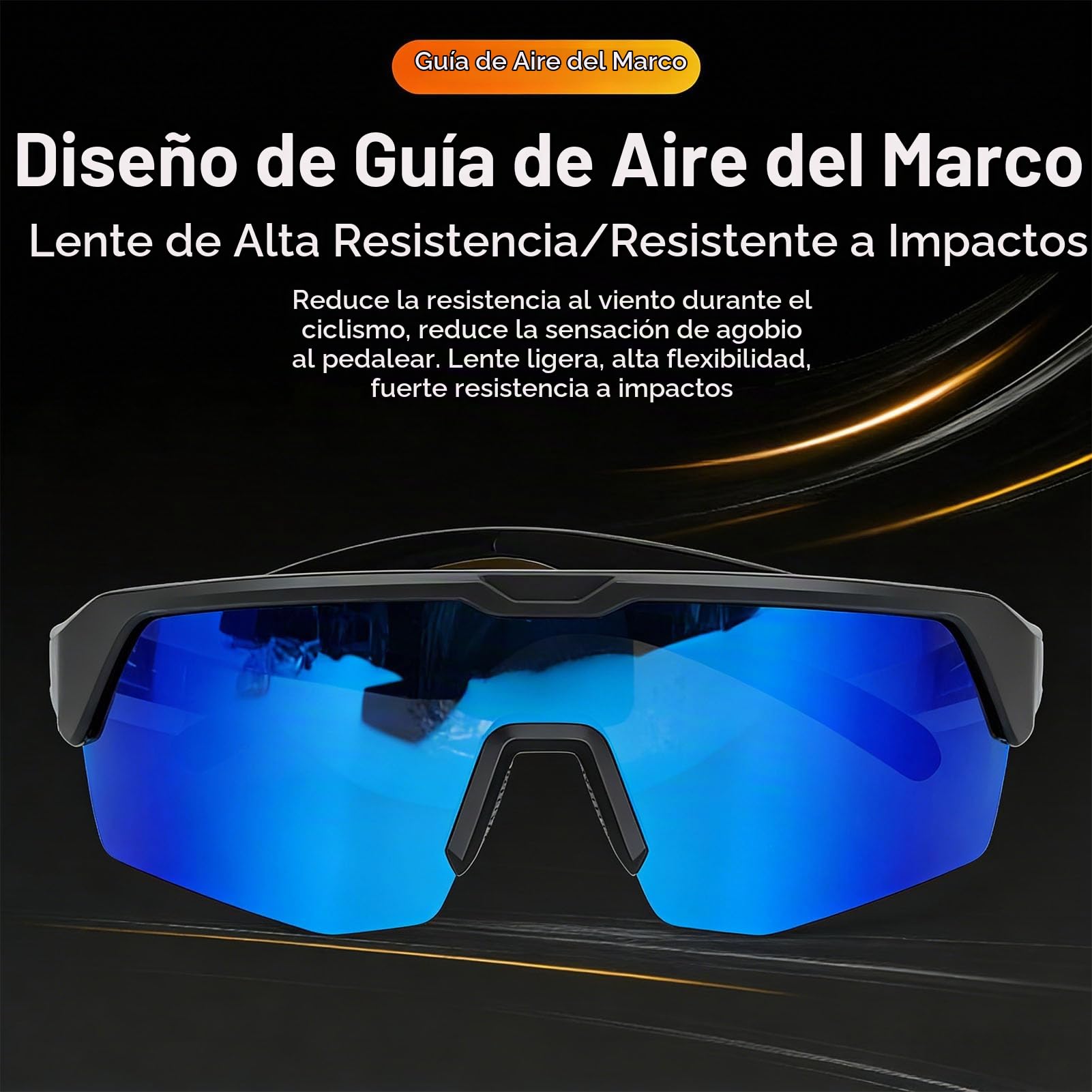 LICAEVEY Gafas Deportivas Bluetooth, Gafas de Sol de Ciclismo Inteligentes Inalámbricas, Lentes Polarizadas Azules, Altavoces de Micrófono Incorporados, Visión HD, Controles Táctiles para