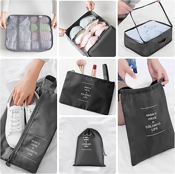 Suitcase Organiser Set 10 Pieces Packing Cubes for Suitcase Travel Accessories Suitcase Organiser Set Clothes Bags Packing Cubes Cosmetic Travel Organiser Packing Bags for Suitcases (Black)