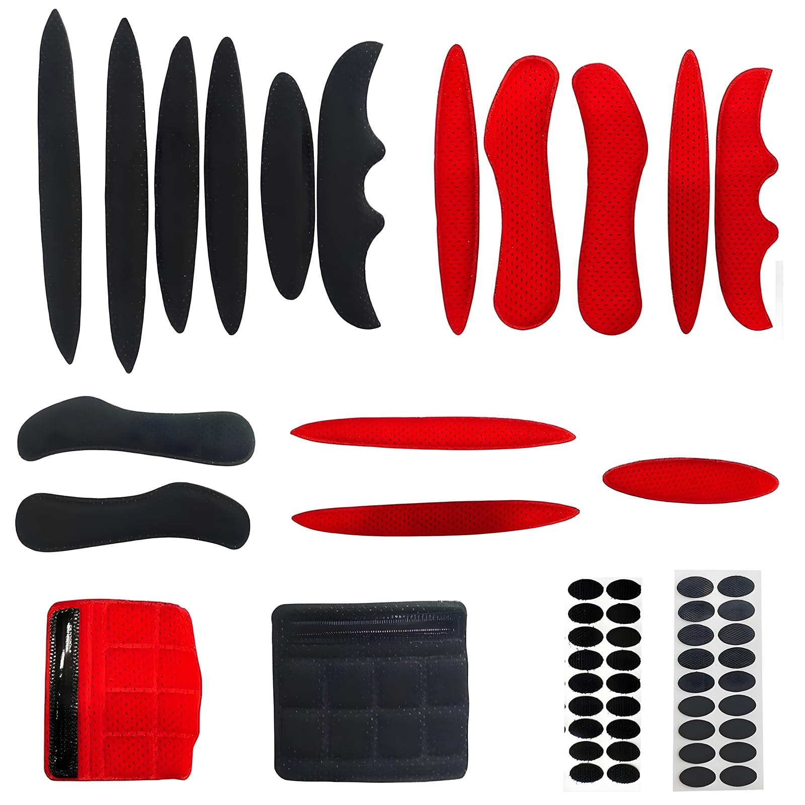 54Pcs Red & Black Helmet Padding Kit, Breathable Helmet Foam Pads with Round Dots, Universal Cycle Helmet Pads for Head Protection, Soft Anti-Collision Padding for Bike, Motorcycle Helmets