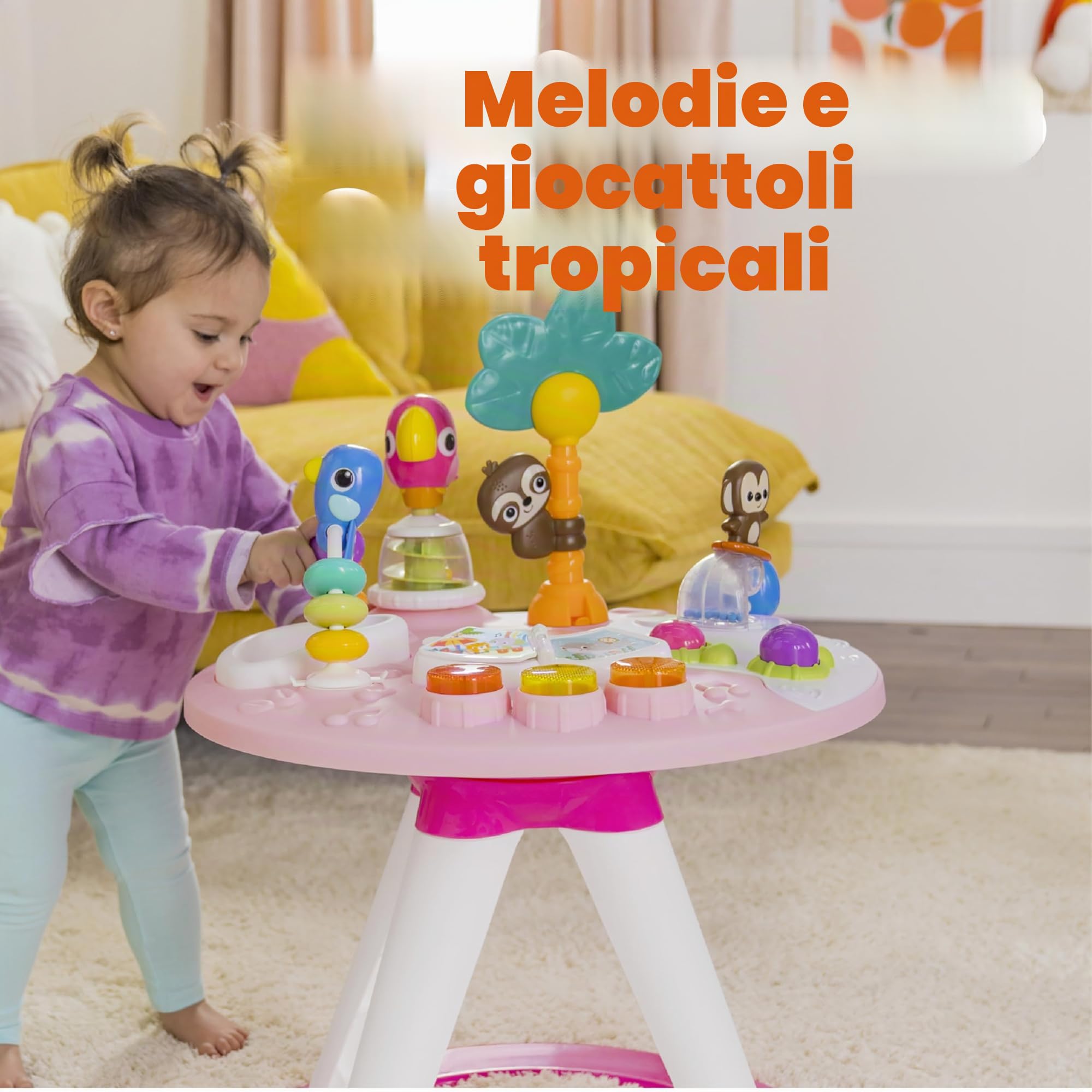 Bright Starts Centro Attività Around We Go Tropic Coral Luci e Suoni Girello Musicale Rosa 6 Mesi+