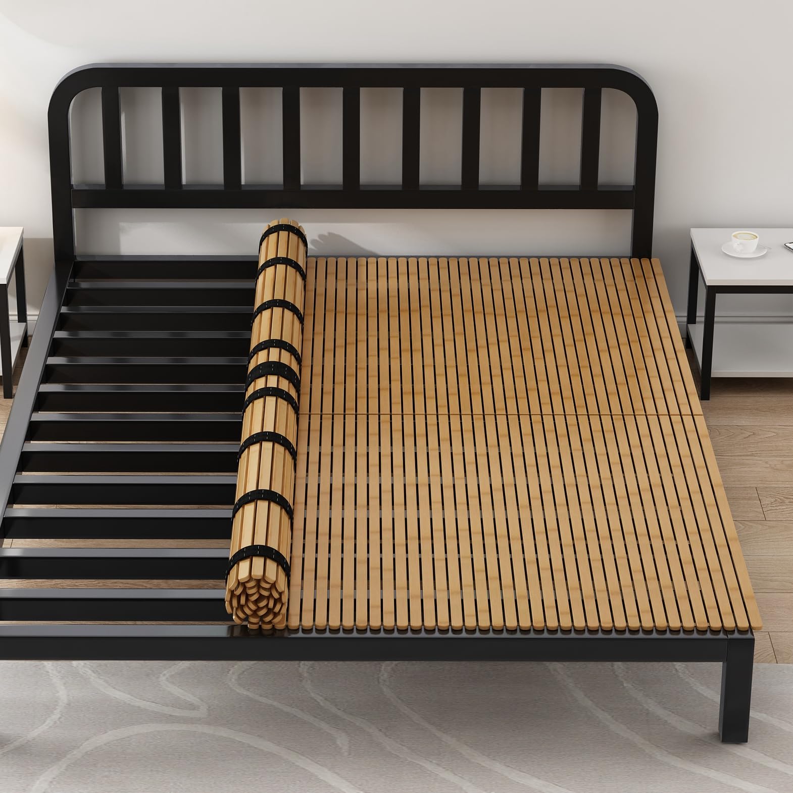 LOBOTOU Breathable Heavy Duty Bunkie Board,Closely Spaced Slats to Reduce Mattress Sagging, Suitable for Sofa Beds and Metal Bed Frames (Queen)