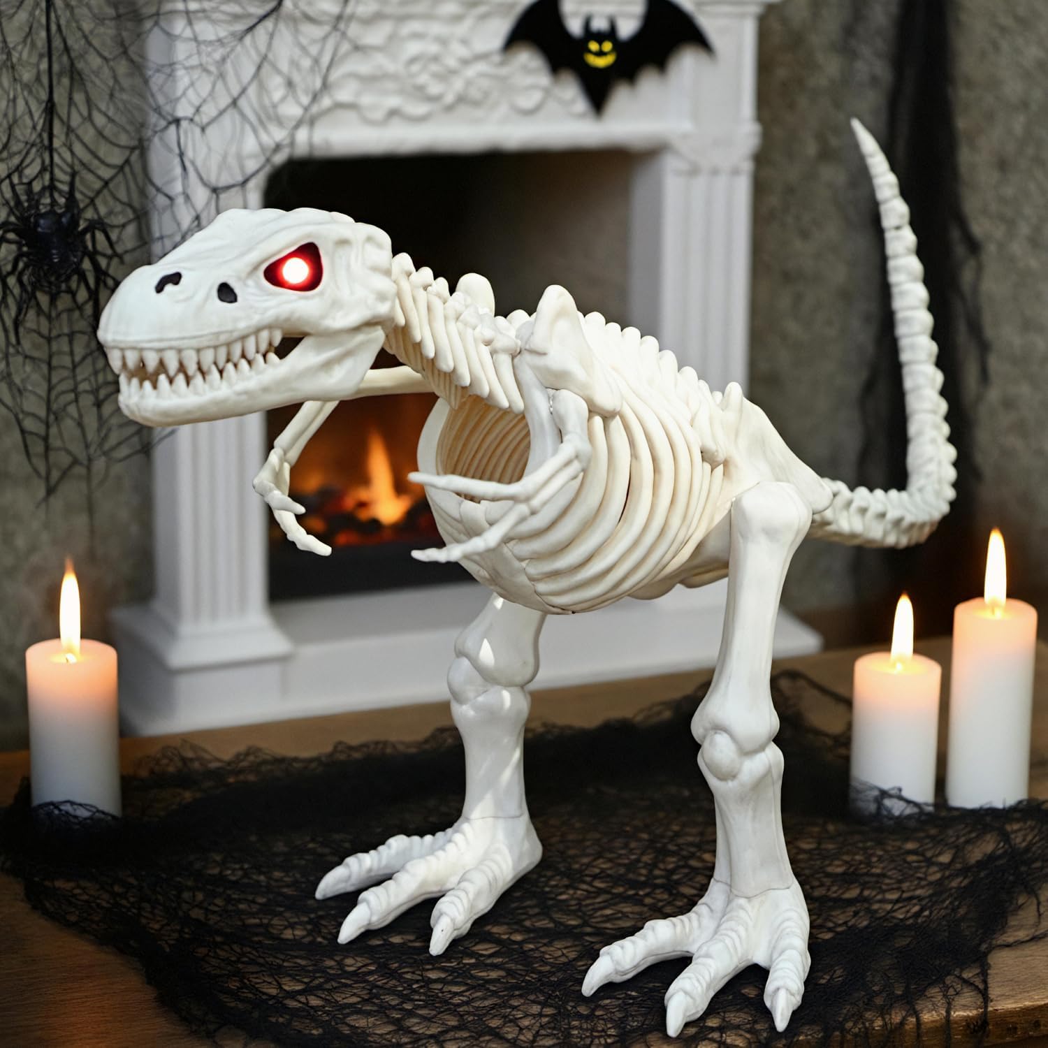 Seasons 15.5" Animated T-Rex Skeleton Halloween Decoration with Light and Sound for Crazy Bonez Skeleton Line