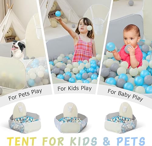 Miniatura 3 de Pozo de pelotas para niños, gran tienda de campaña desplegable para niños pequeños, casa de juegos, corralito para bebés con piscina de baloncesto