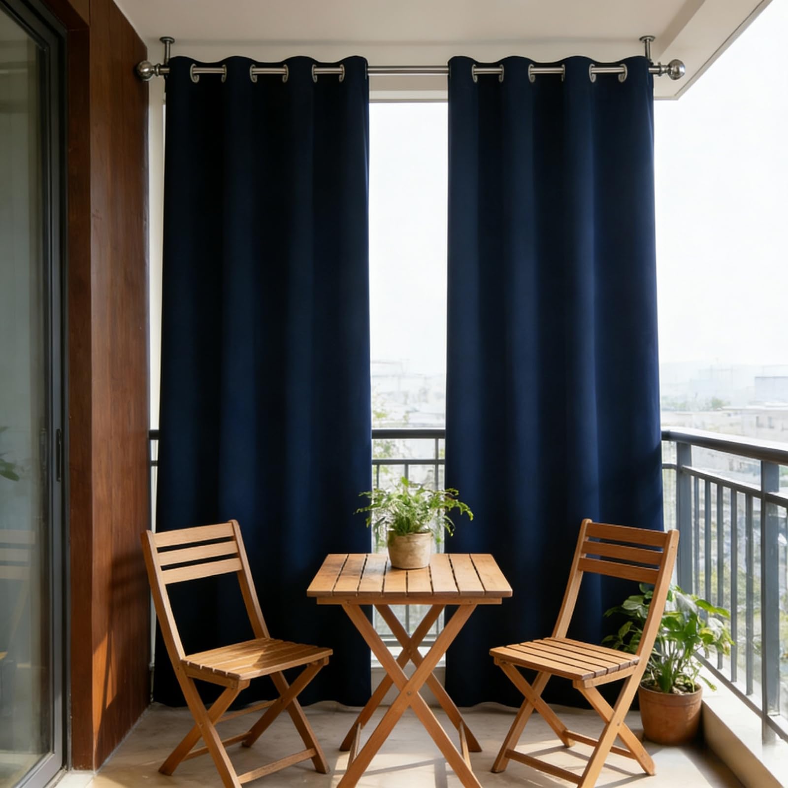 Rideaux à oeillets occultants thermiques bleu marine 270 x 255 cm premium