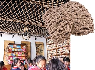 Indoor Partition Jute Hemp Rope Netting,Decoration Photo Wall Hanging Clothing Decor Net,Playground Kids Climbing Net Balcony Stair Safety Net Protection Swing Hammock Net