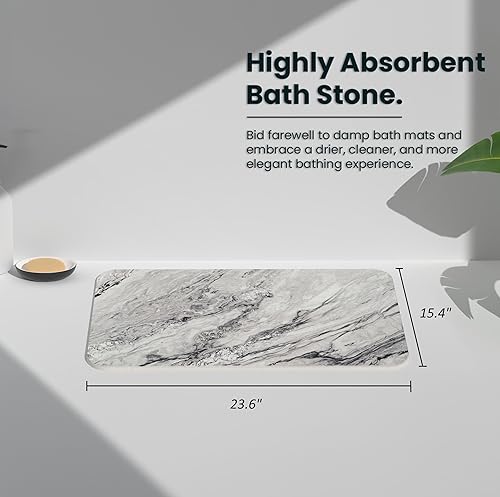 Miniatura 2 de Kivi Tapetes de baño de piedra para baño - Alfombra de baño de piedra para ducha - Alfombra de baño de secado rápido absorbente de piedra, alfombra