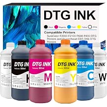 DTG Ink for SureColor F2000 F2100 P600 P800 DTG Printers and All printhead DX5 DX6 DTG Printers Direct to Garment Printing Ink and More Printing Refill 500mlx6